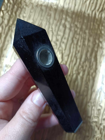 Obsidian Crystal Pipe