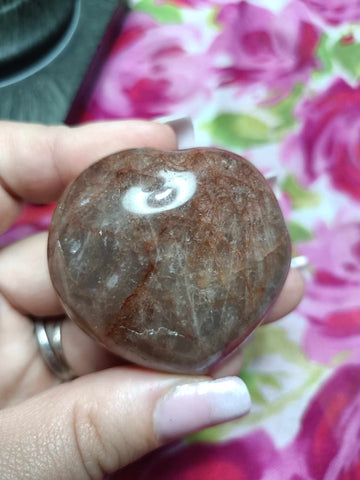 Fire Quartz Crystal Heart Carving