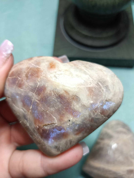 Moonstone white Labradorite Crystal Heart