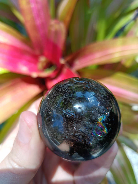 Smokey Quartz Crystal Sphere with plethora of rainbows