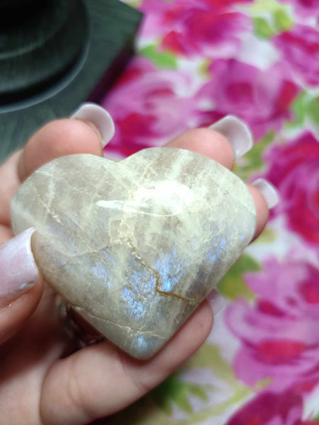 Moonstone white Labradorite Crystal Heart Carving