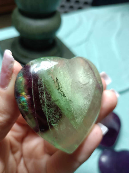 Rainbow Fluorite Crystal Heart