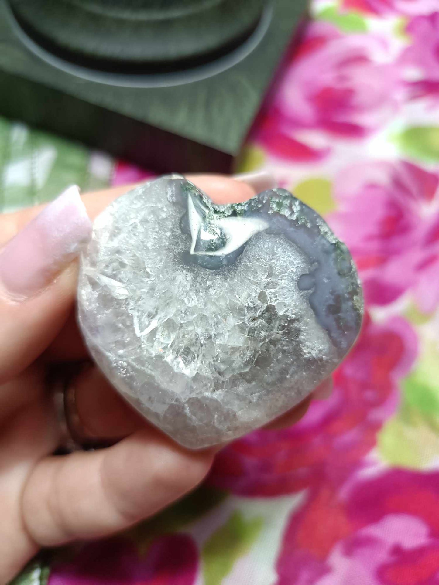 Moss Agate Crystal Heart