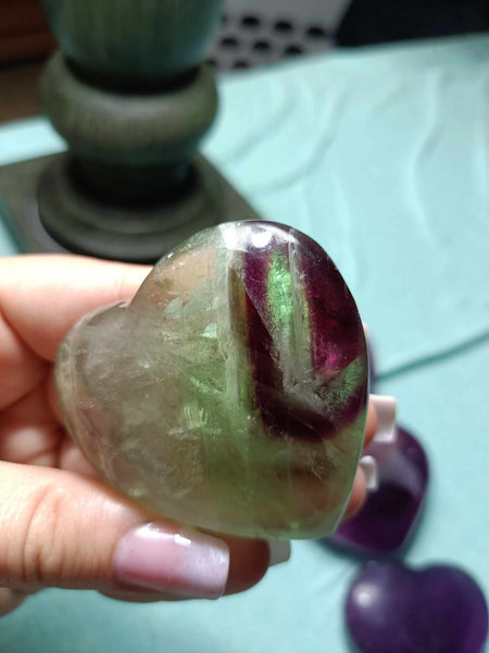 Rainbow Fluorite Crystal Heart