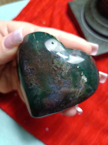 Moss Agate Crystal Heart