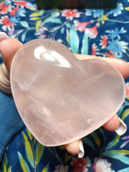 Pink Rose Quartz Crystal Heart Carving