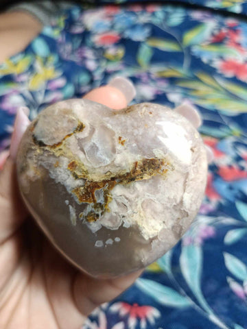 Flower Agate Crystal Heart