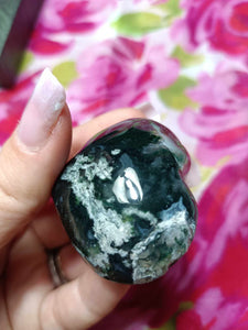 Moss Agate Crystal Heart Carving