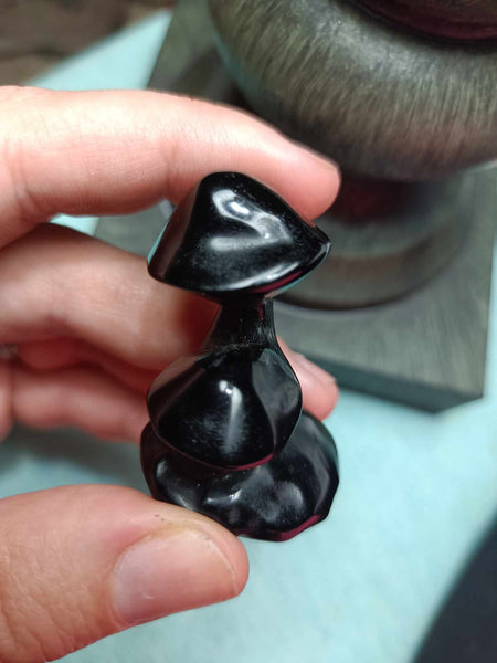 Black Obsidian Doublehead Crystal mushroom