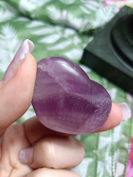 Purple Fluorite Crystal Heart Carving