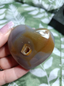 Agate Crystal Heart Carving