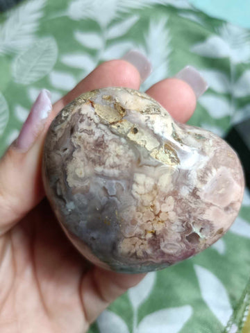 Flower Agate Crystal Heart