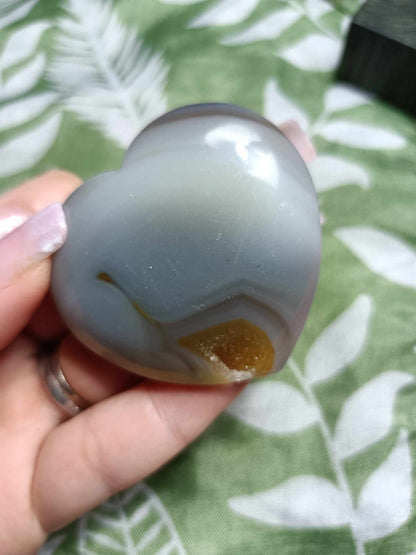 Agate Crystal Heart Carving with band