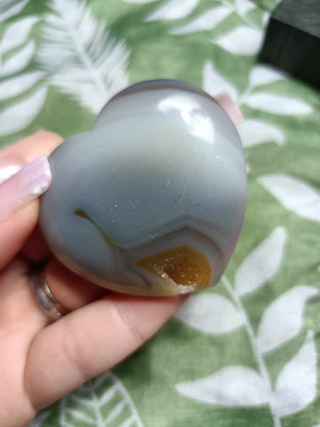 Agate Crystal Heart Carving with band