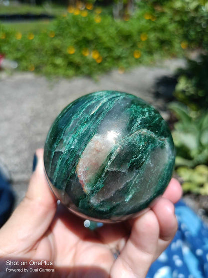 Mariposite green mineral crystalized pollished Spheres