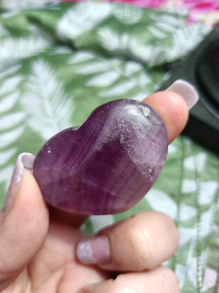 Purple Fluorite Crystal Heart Carving