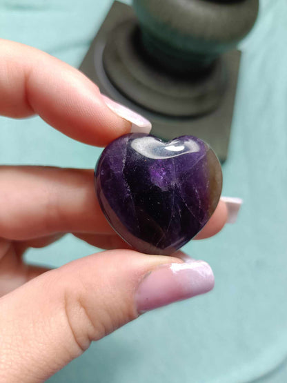 Amethyst crystal heart from Brazil