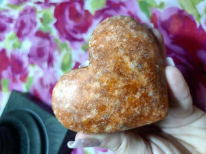 Natural Sunstone Crystal Heart Carving