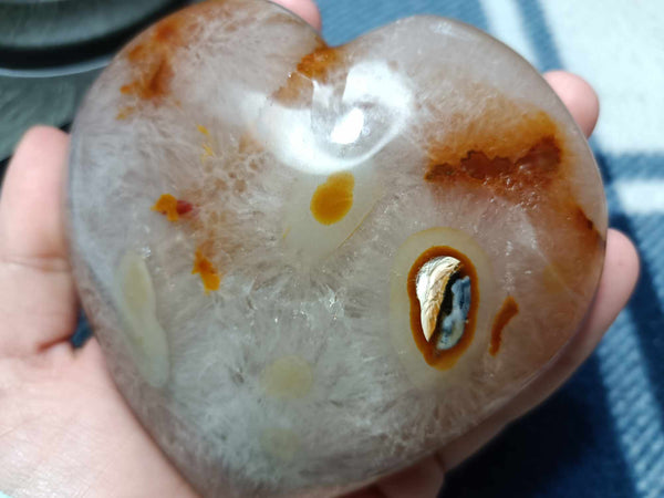 Agate Crystal Heart with Cave Druzy