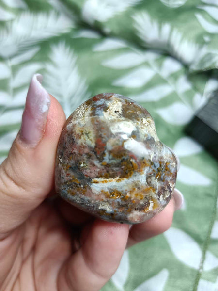 Ocean Jasper Crystal Heart Carving