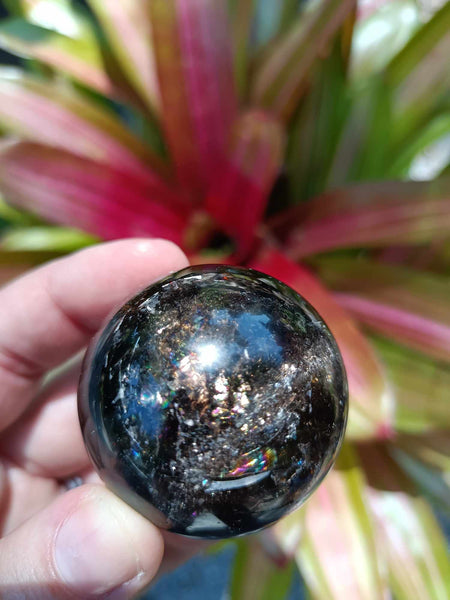 Smokey Quartz Crystal Sphere with plethora of rainbows