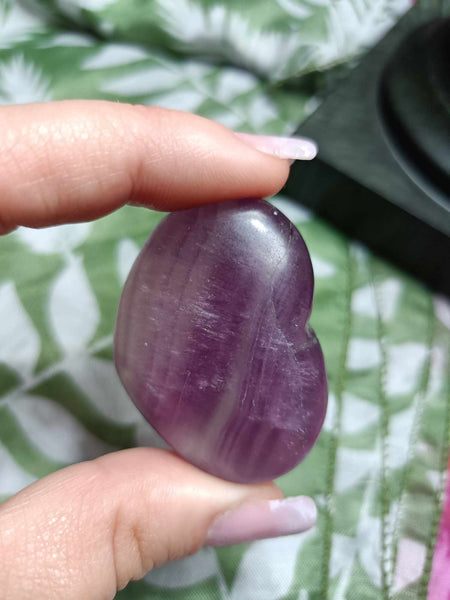 Purple Fluorite Crystal Heart Carving