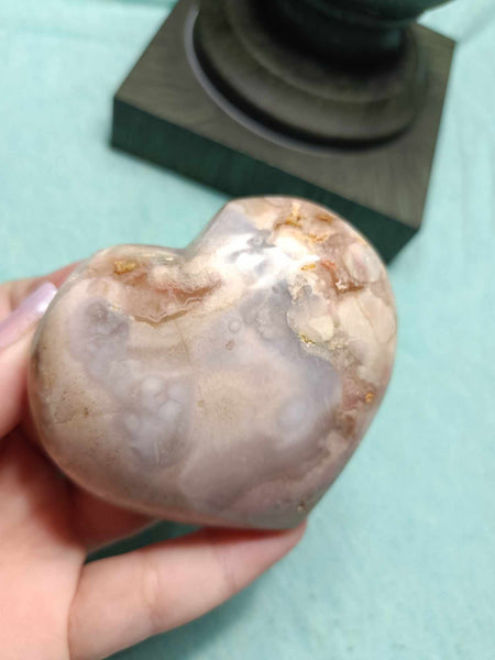 Flower Agate Crystal Heart