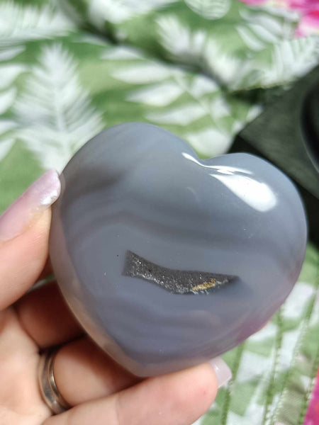 Agate Crystal Heart Carving