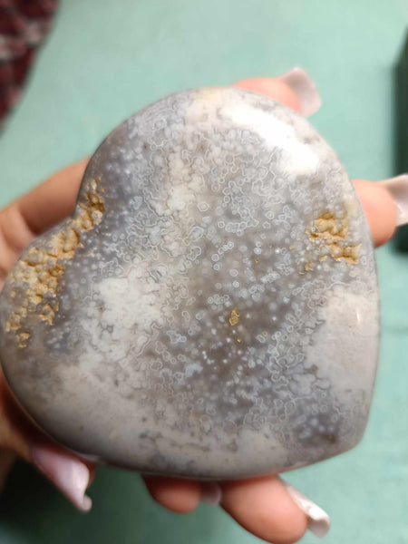 Ocean Jasper Crystal Heart Carving