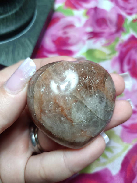 Fire Quartz Crystal Heart Carving