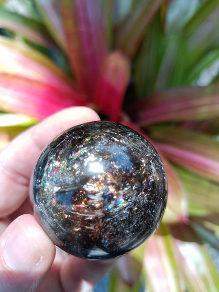 Smokey Quartz Crystal Sphere with plethora of rainbows