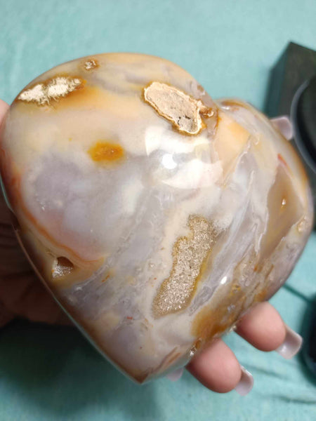 Chalcedony Agate Crystal Heart