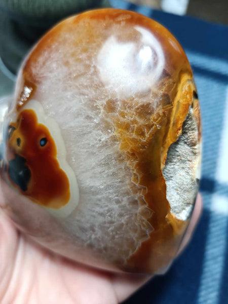 Agate Crystal Heart with Cave Druzy