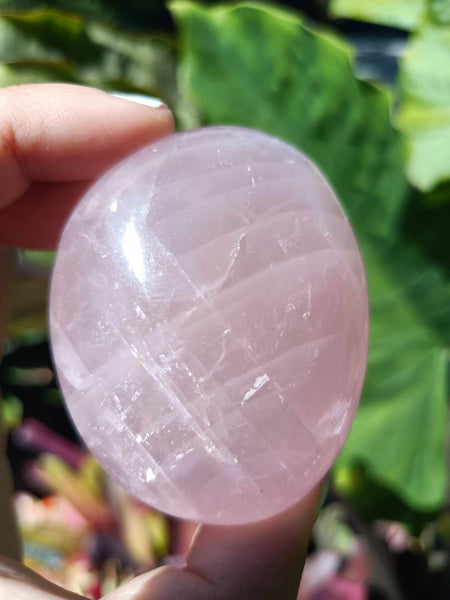 Pink Rose Quartz Crystal Palm Stone