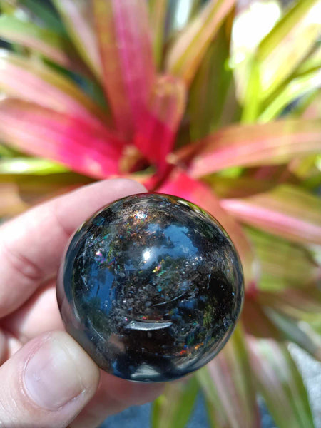 Smokey Quartz Crystal Sphere with plethora of rainbows