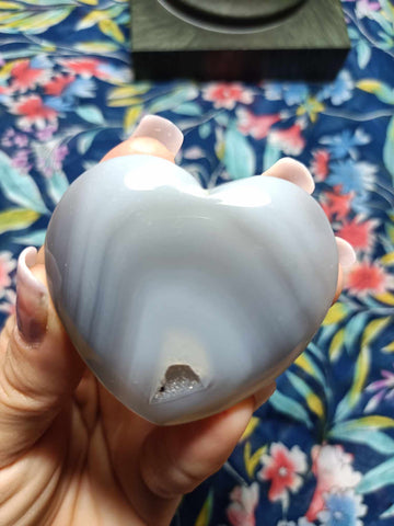 Agate Crystal Heart Carving