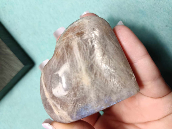 Moonstone white Labradorite Crystal Heart