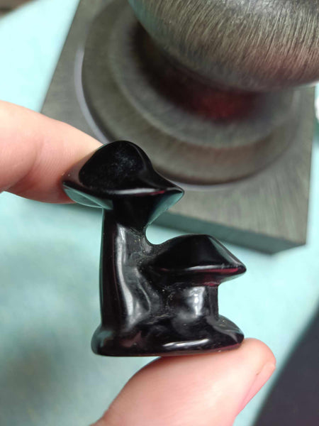 Black Obsidian Doublehead Crystal mushroom