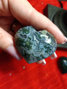 Moss Agate Crystal Heart