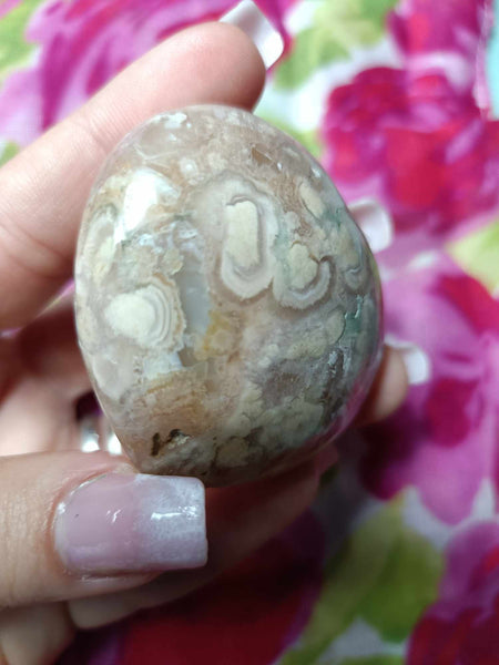 Flower Agate Crystal Heart