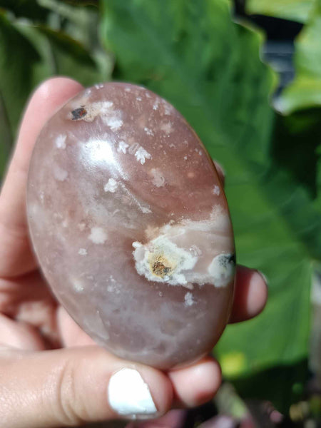 Pink Flower Agate Palmstone