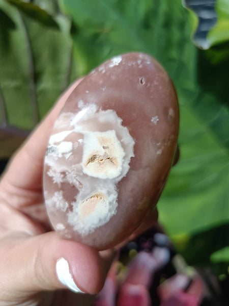 Pink Flower Agate Palmstone