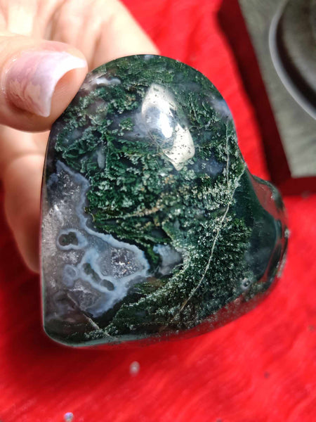 Moss Agate Crystal Heart