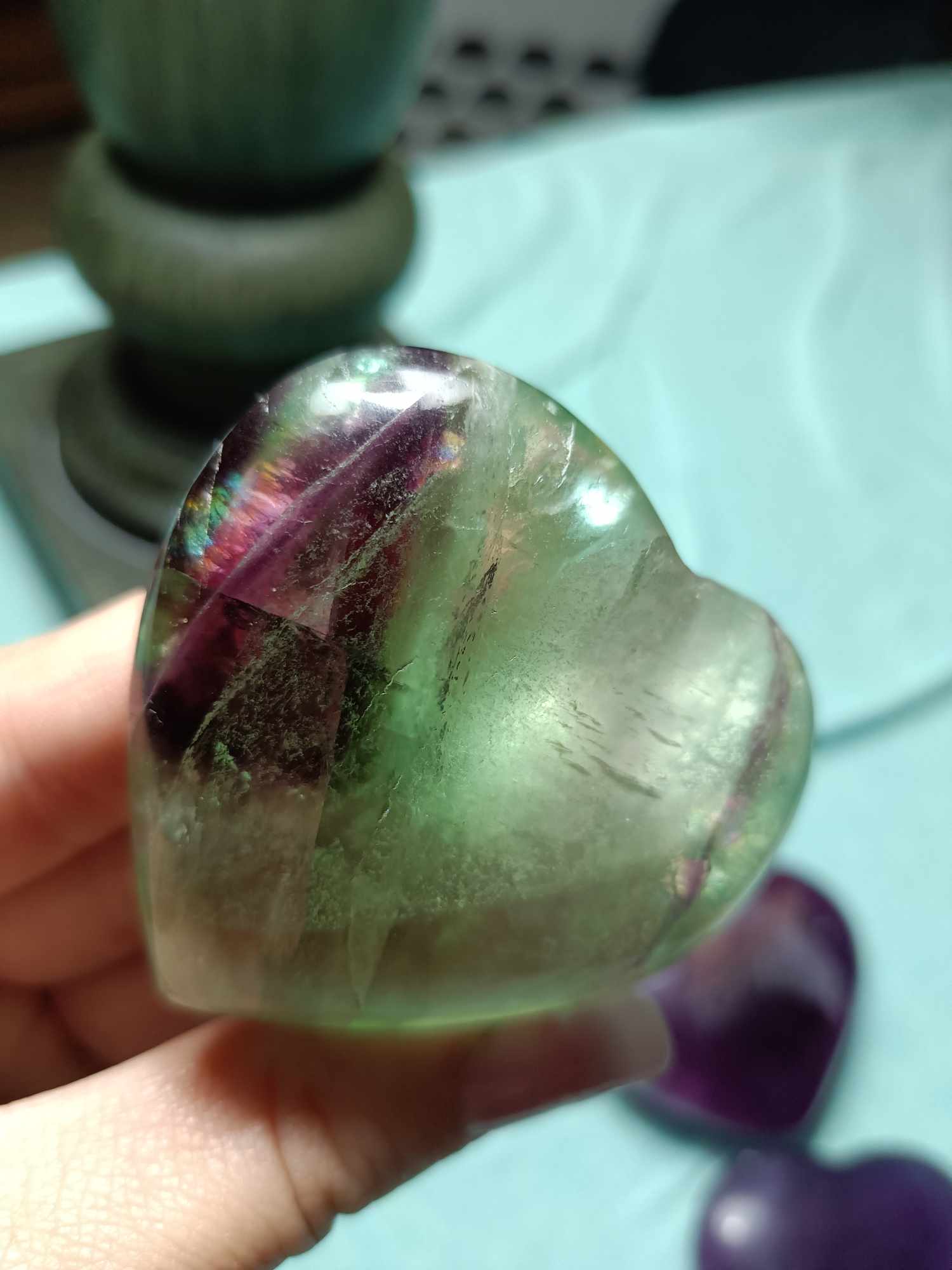 Rainbow Fluorite Crystal Heart