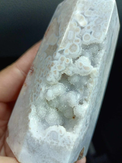 Blue Amethyst tower with  Druzy