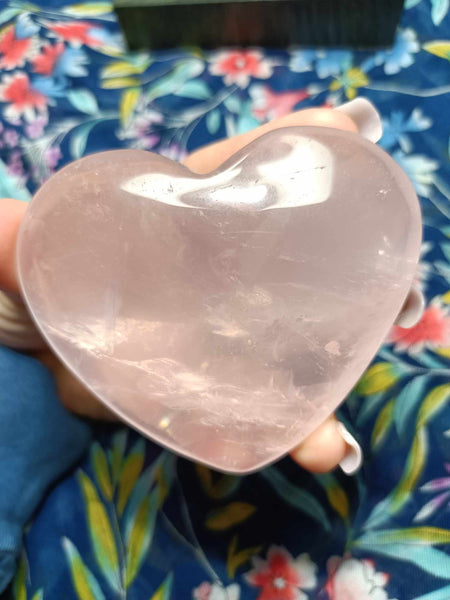 Pink Rose Quartz Crystal Heart Carving