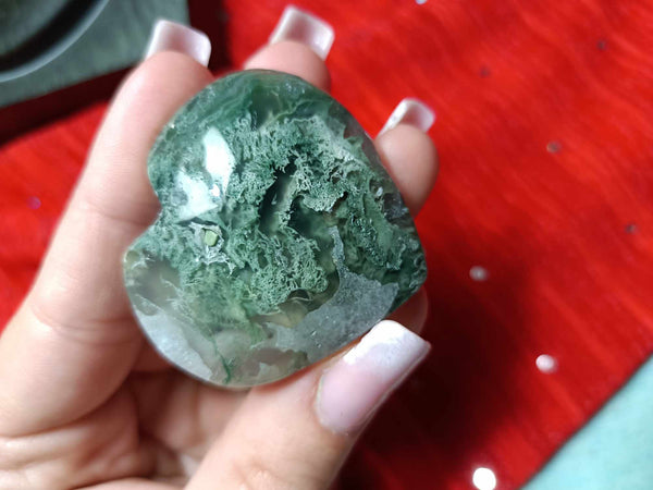 Moss Agate Crystal Heart