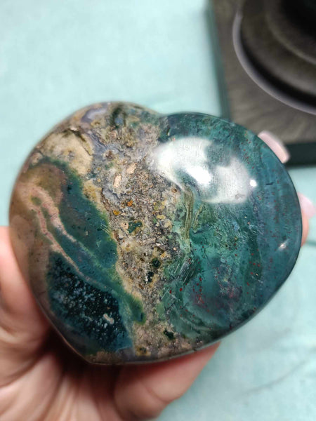 Ocean Jasper Heart purple and green