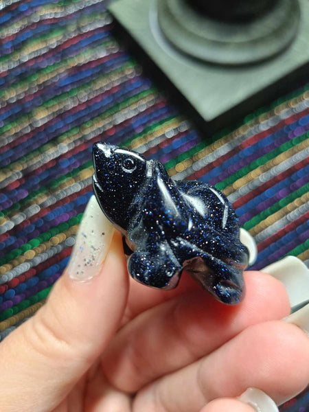 Blue Goldstone Crystal Turtle carving