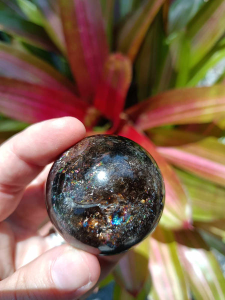 Smokey Quartz Crystal Sphere with plethora of rainbows